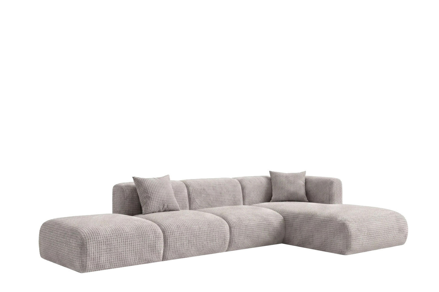 ECKSOFA L-Form mit Hocker, Chenille-Stoff Cremona, Hellgrau, Rechts, GRETA - Hellgrau, Holz (386/179cm) - Kaiser Möbel