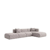 ECKSOFA L-Form mit Hocker, Chenille-Stoff Cremona, Hellgrau, Rechts, GRETA - Hellgrau, Holz (386/179cm) - Kaiser Möbel