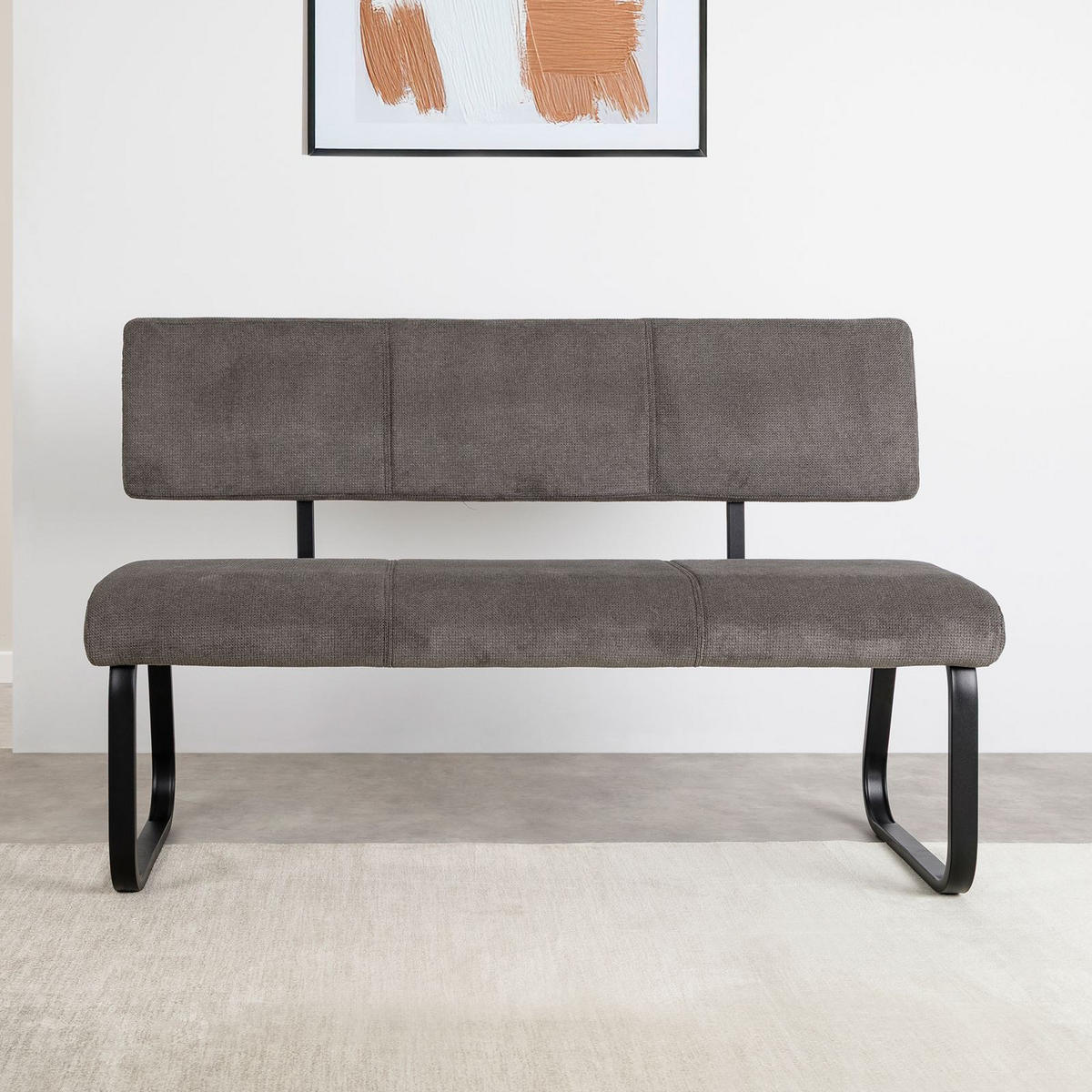 ESSZIMMERBANK VILAS schwarz, dunkelgrau - Schwarz, Textil/Metall (136/89/59cm) - IDIMEX