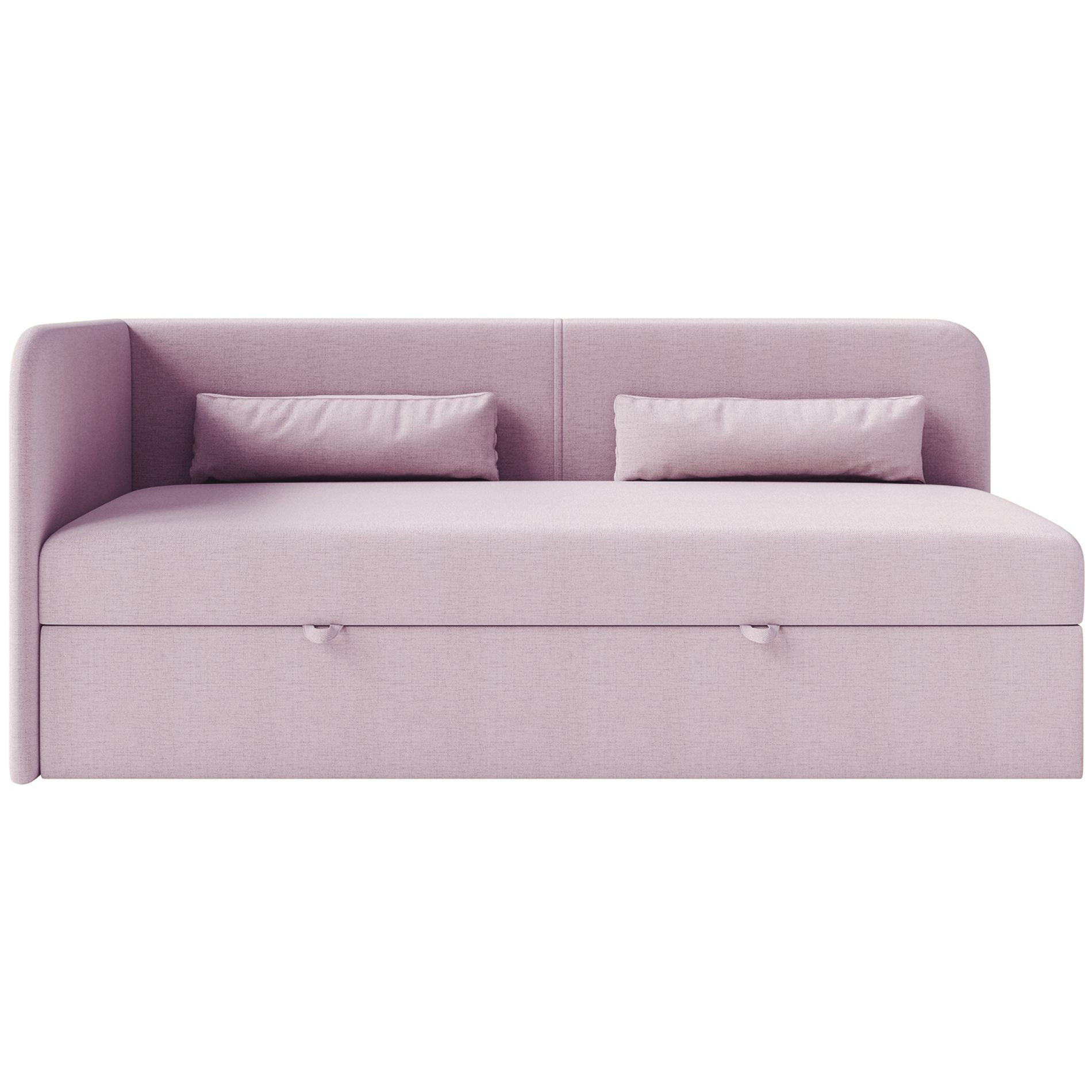 JUGENDBETT Calmmo Rosa mit Chenille-Bezug, Kopfteil links - Pink, Textil (90/200cm) - Selsey