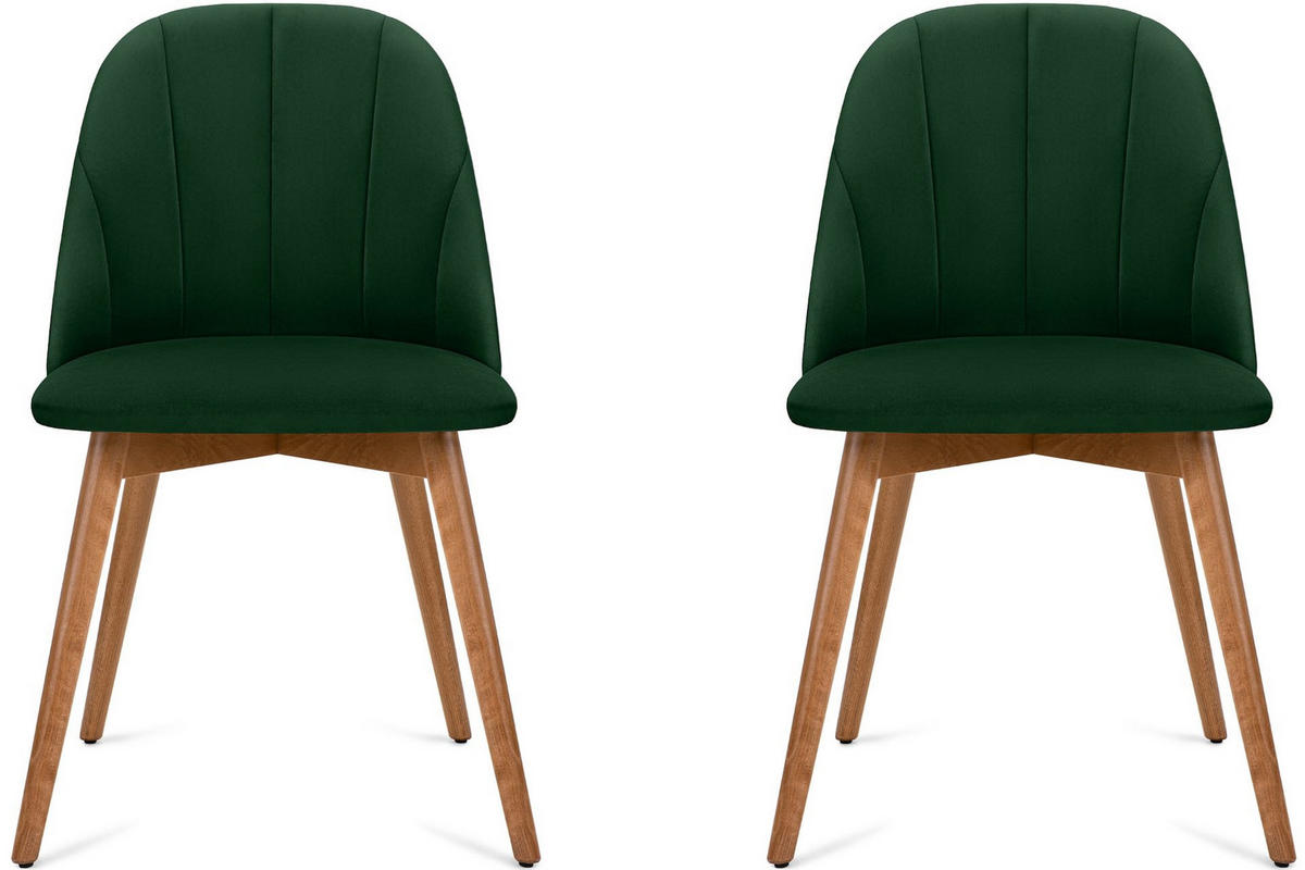 ESSZIMMERSTÜHLE BAKERI (2er-Set), dunkelgrün / Eiche hell - Dunkelgrün/Eichefarben, Holz/Buchenholz (48/86/44cm) - KONSIMO®