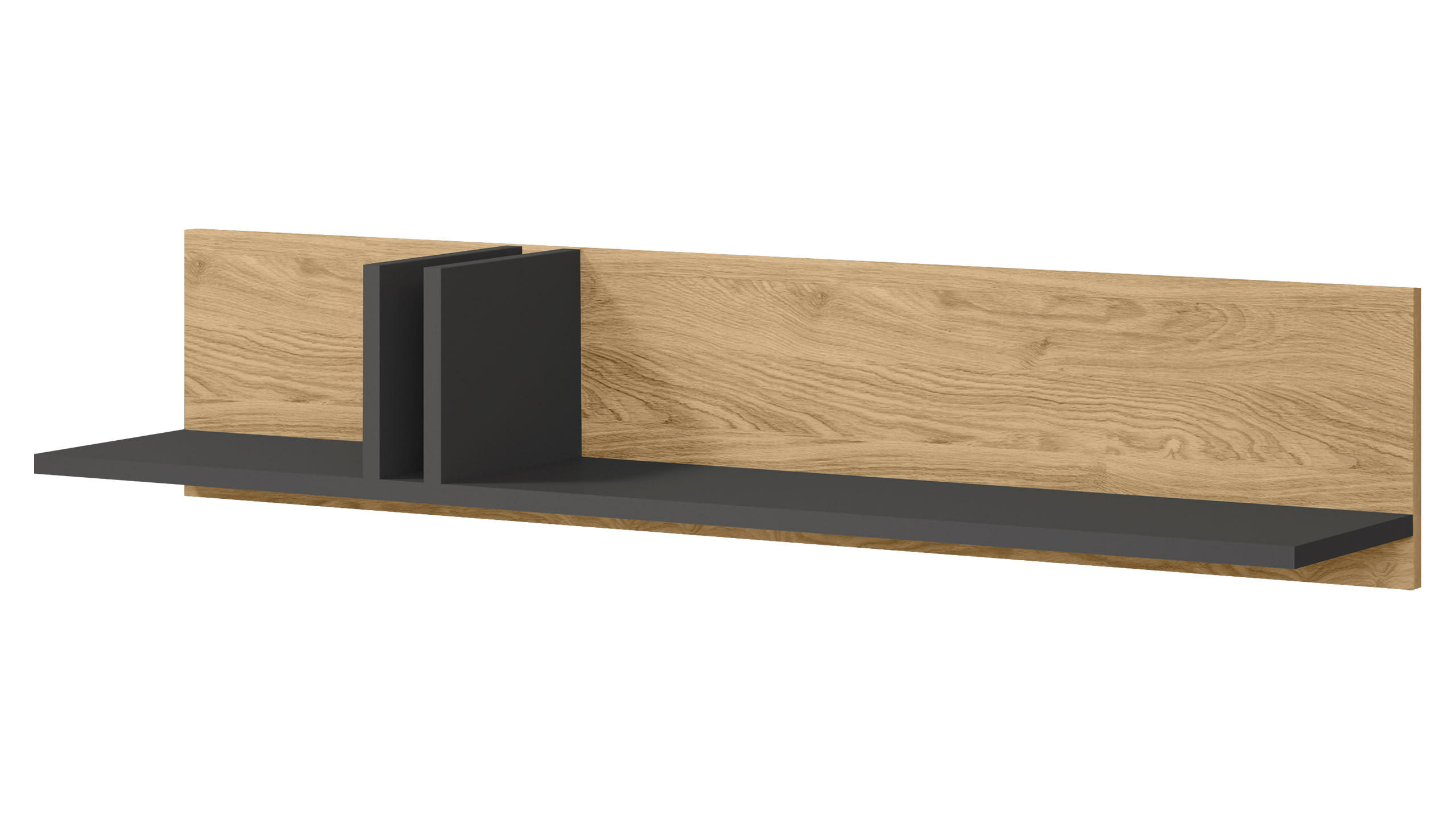 Mirjan24 Wandregal Anthrazit, Eiche 110x22x22 cm