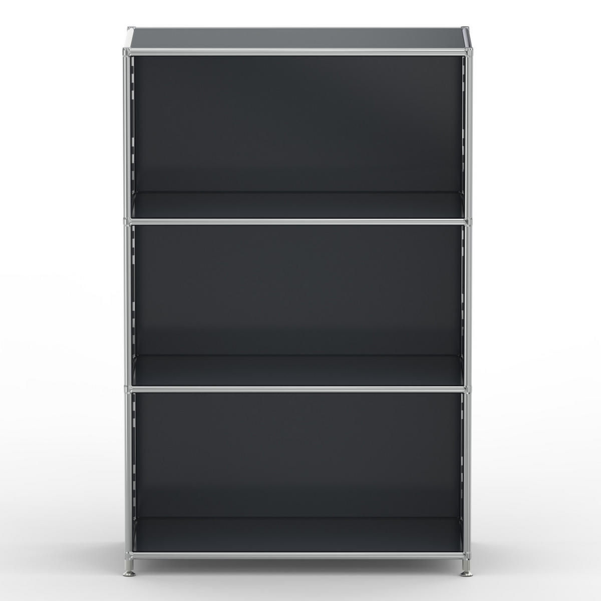 AKTENSCHRANK Büro, 3 offene Fächer, Breite 77 cm, Anthrazitgrau - Chromfarben/Grau, Metall (40/118/77.2cm) - Versee