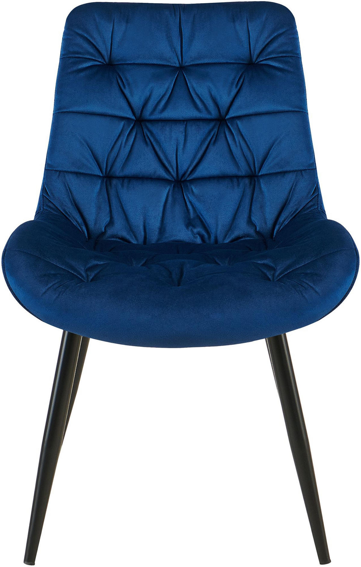 ESSZIMMERSTUHL Samt dunkelblau - Schwarz/Dunkelblau, Textil/Metall (56/85/63cm) - CLP