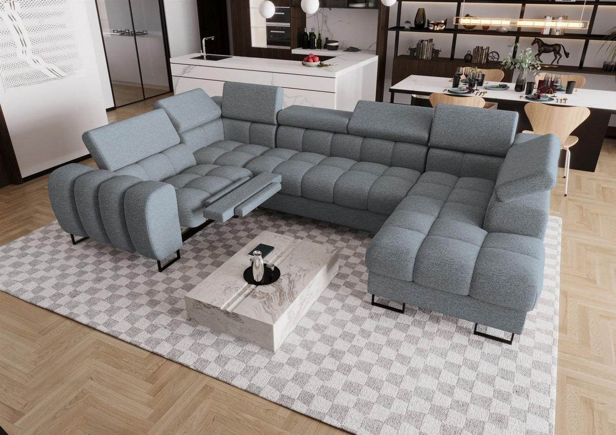 WOHNLANDSCHAFT Bastien Relax - Grau, Holzwerkstoff/Textil (350/95/198cm) - Fun Möbel