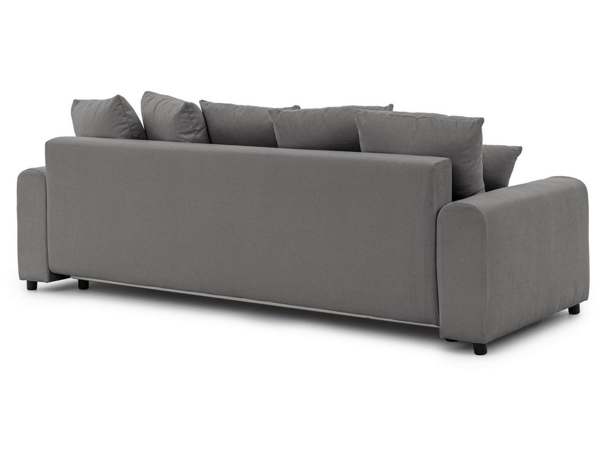 SCHLAFSOFA Calma mit Bettkasten im Bumpy-Design aus weichem Taupe Webstoff - Taupe/Schwarz, Holz/Kunststoff (239/88/98cm) - S-Style