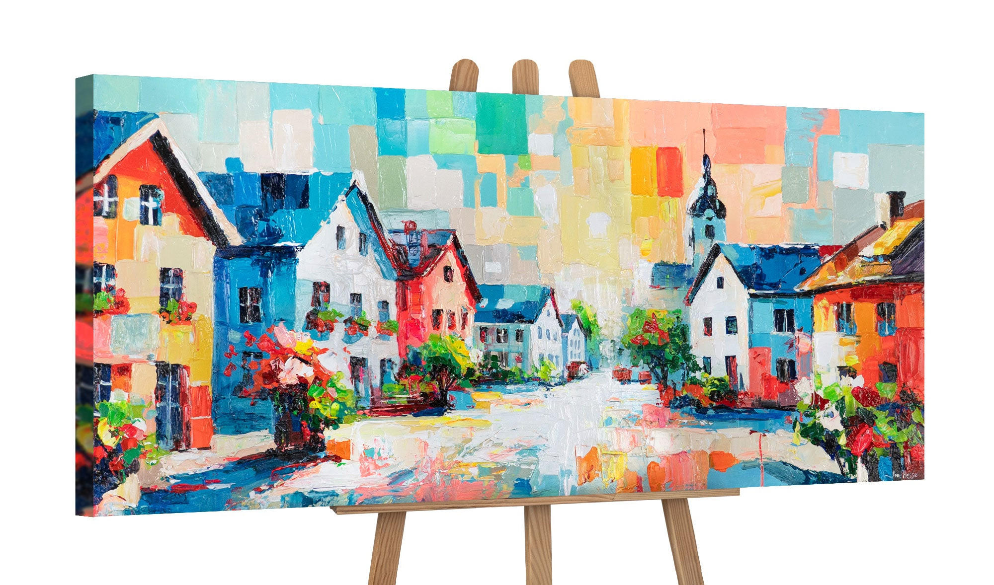 GEMÄLDE Helle Straßen auf Keilrahmen 115x50 cm - Multicolor, Holz (115/50cm) - YS-art gallery