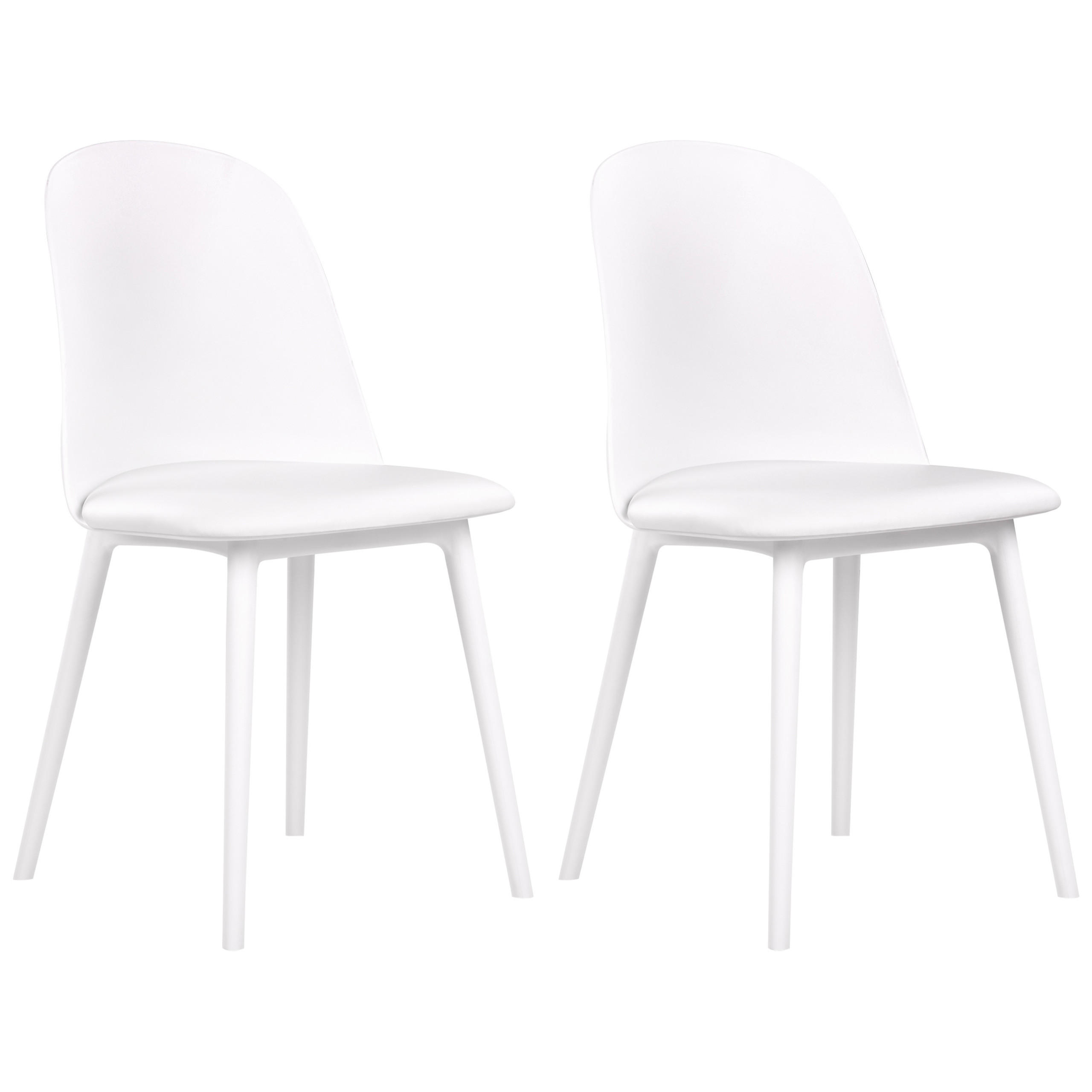 ESSZIMMERSTUHL 2er-Set Kunststoff/Kunstleder weiß Fomby - Weiß, Kunststoff (45/82/43cm) - Beliani