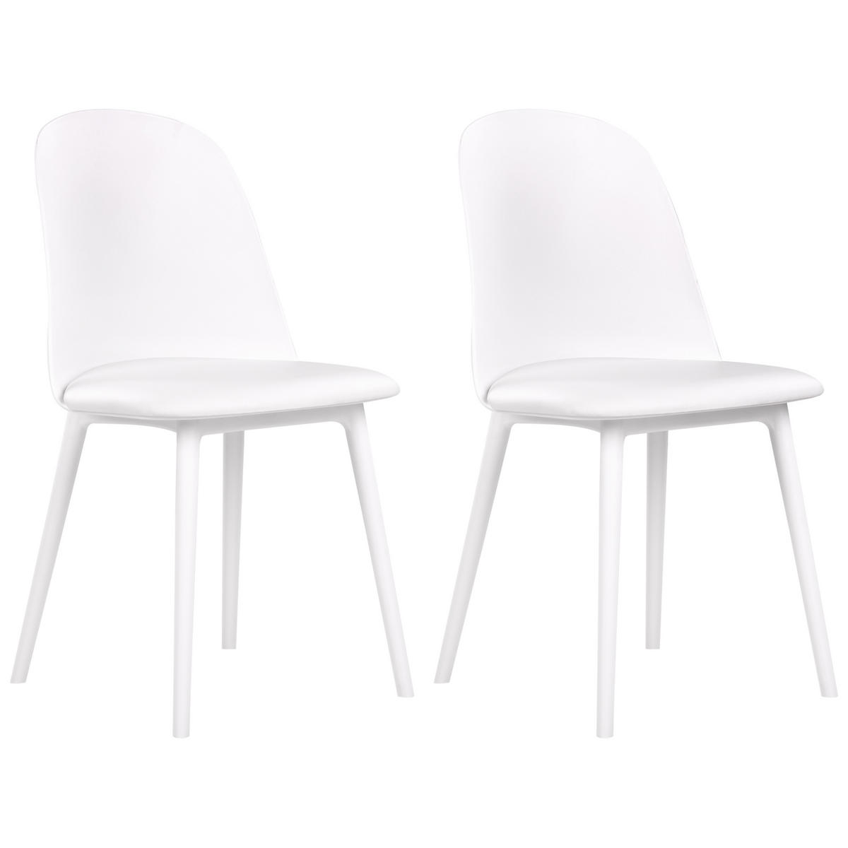 ESSZIMMERSTUHL 2er-Set Kunststoff/Kunstleder weiß Fomby - Weiß, Kunststoff (45/82/43cm) - Beliani