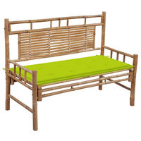 GARTENBANK mit Auflage 120 cm Bambus - Grün, Holz (55/90/120cm) - furnicato