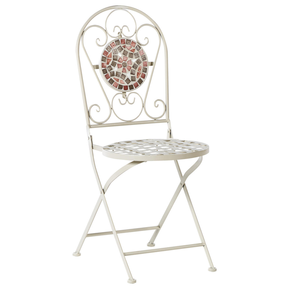 GARTENSTUHL 2er-Set Metall Weiß Spello - Rot/Weiß, Metall (40/94/44cm) - Beliani
