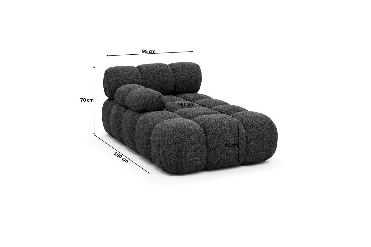 CHAISELONGUE Modular, Bouclé-Stoff Abriamo, Graphit, Links, Selia - Graphitfarben, Holz (95/70/160cm) - Kaiser Möbel