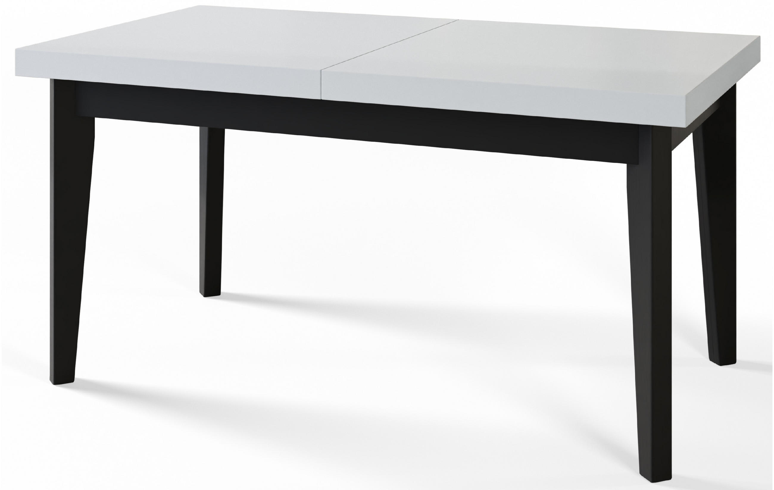 ESSZIMMERTISCH SKANDI, ausziehbarer Tisch: 200-300X100X78 cm, Farbe: Weiß, mit Holzbeinen in Farbe Schwarz - Schwarz/Weiß, Holzwerkstoff (200/100/78cm) - Alpi-Möbel