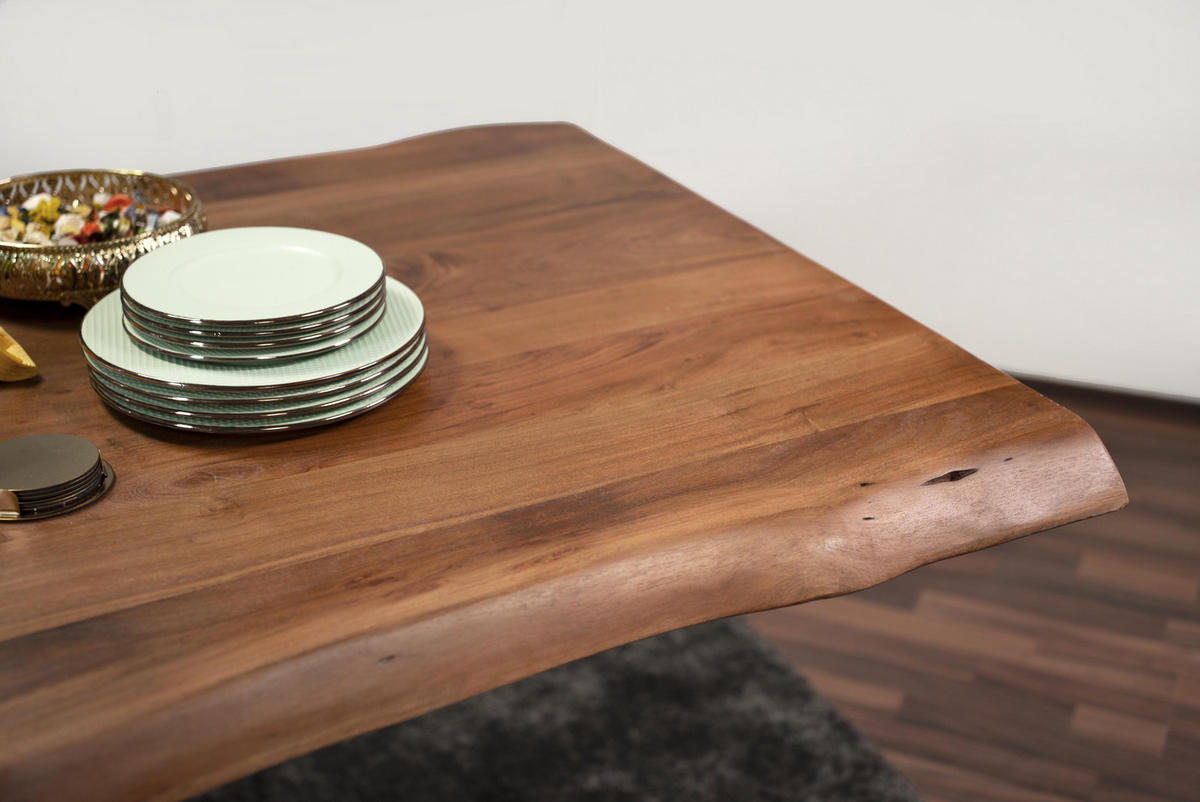 ESSTISCH CALI - Silberfarben/Braun, Holz/Metall (100/220/77cm) - SAM
