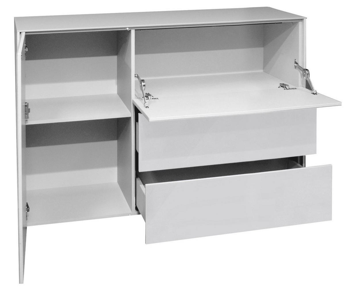 KOMMODE Elfi 131x42x89 Hochglanz Kreidegrau/Glas Kreidegrau - Hellgrau, Holzwerkstoff (131/89/42cm) - 58aufmkessel