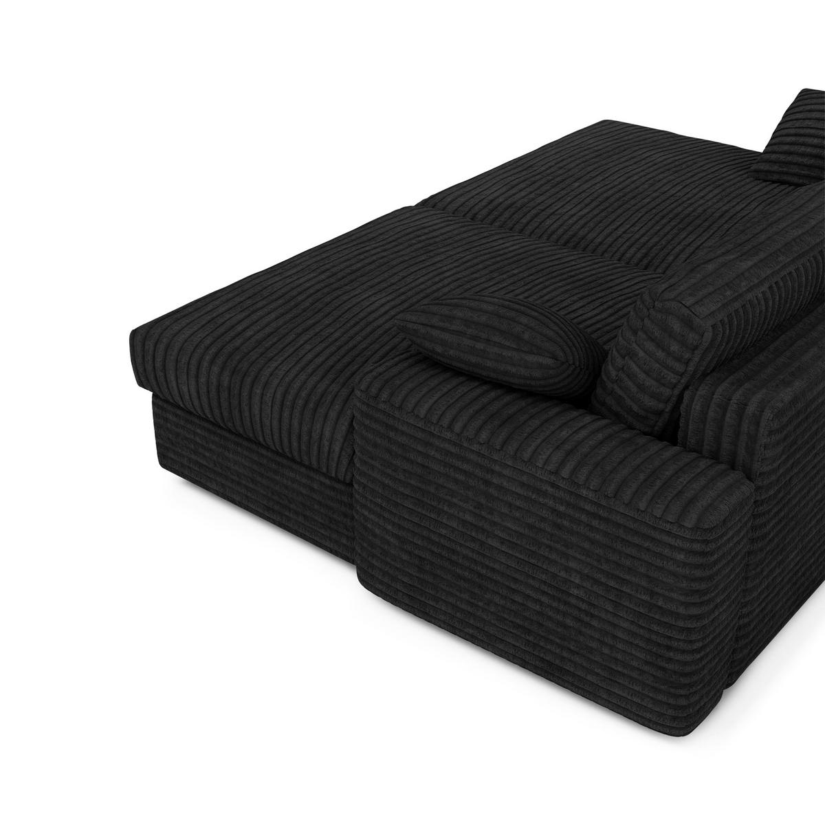 SOFA PLUM XXL-Cord Schwarz 260cm - Schwarz, Textil (260/83/155cm) - Premium Interiors