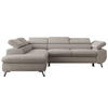 ECKSOFA PABLO L Hellgrau Schenille glatt - Links Seite mit T25 Topper - Hellgrau/Schwarz, Textil/Metall (208/273cm) - MKS