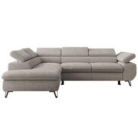 ECKSOFA PABLO L Hellgrau Schenille glatt - Links Seite - Hellgrau/Schwarz, Textil/Metall (208/273cm) - MKS