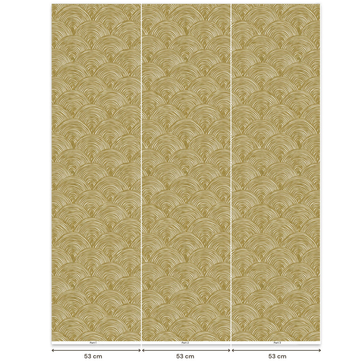TAPETE - Fächer - Geometrisch - Grün - 180x200 cm - Goldfarben, Papier (180/200cm) - OnlyWow