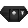 ECKSPÜLE Kopenhagen Corner, 2-er set Schwarz 90/50 cm 1,5 Becken + Ablauf-Set ab 70er Unterschrank - Chromfarben/Schwarz, Kunststoff (90/18/50cm) - Primagran