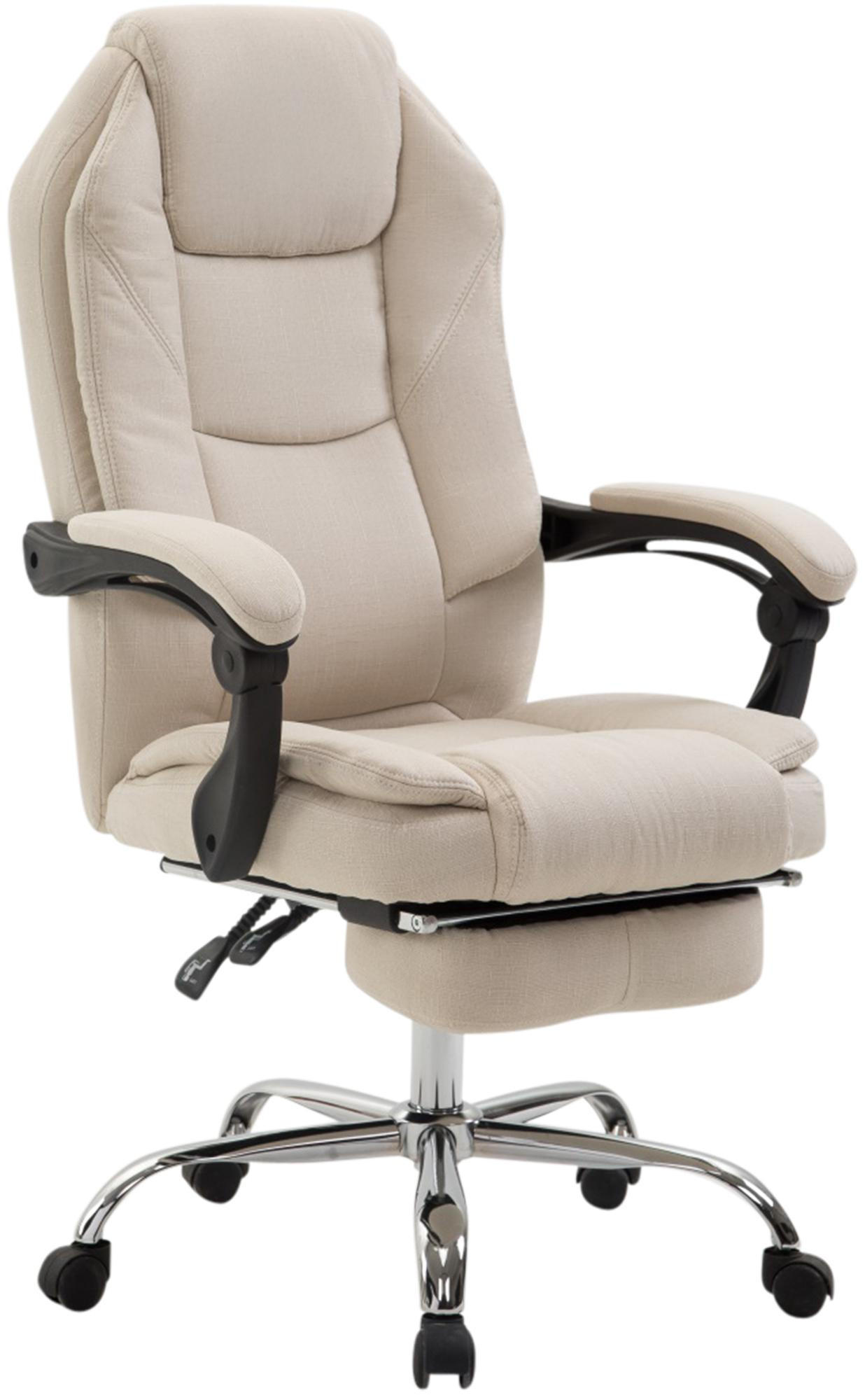 CHEFSESSEL Stoff Creme - Chromfarben/Creme, Textil/Metall (67/114/64cm) - CLP