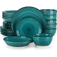 TAFELSERVICE 24-teiliges Set Steingut Bonbon Grün - Türkis, Keramik (26.8/3.2/26.8cm)