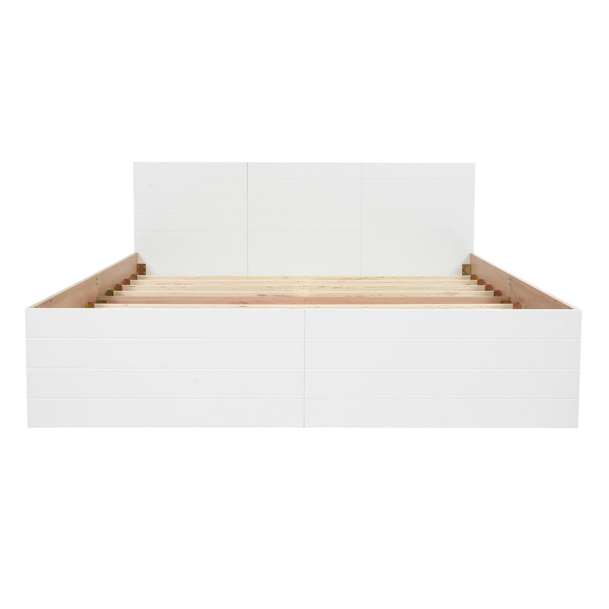 BETT 140/200 cm mit Kopfteil, 2 Schubladen und inkl. Lattenrost - Weiß, Holzwerkstoff (140/200cm) - BEAOK