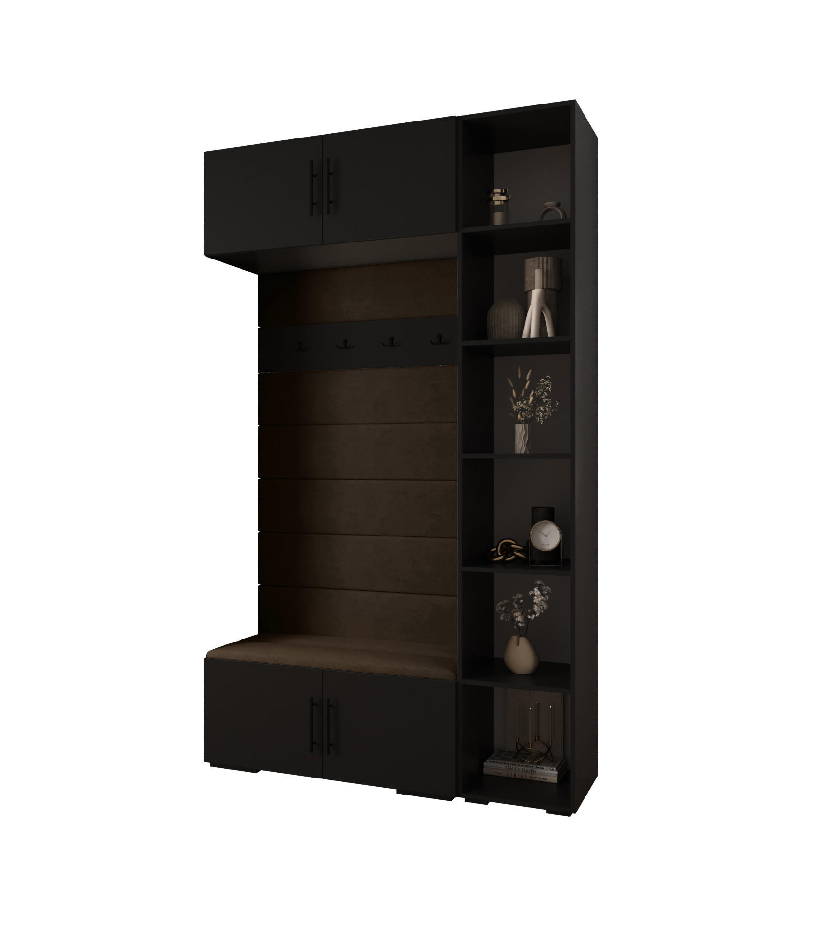 Abiks Möbel Garderoben-Set Schwarz, Braun, Schwarz 140x236.7x47 cm
