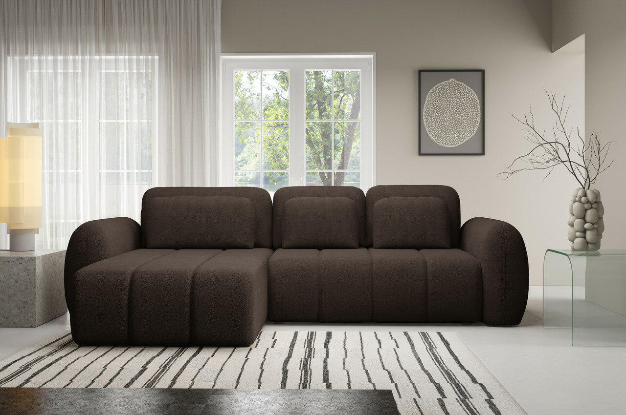 ECKSOFA mit Schlaffunktion Premium Braun - Schwarz/Braun, Holz/Holzwerkstoff (304/190cm) - Furnisell