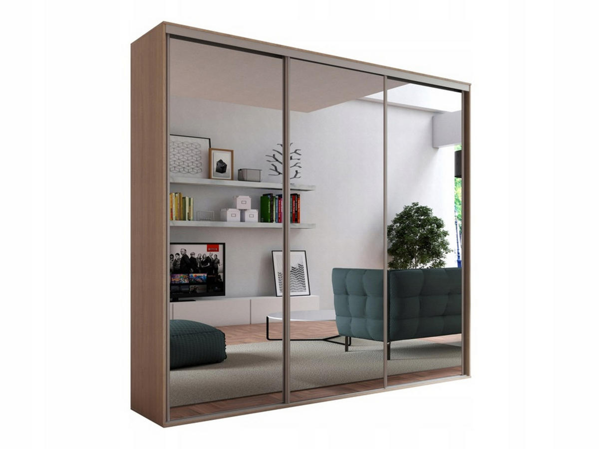 SCHIEBETÜRENSCHRANK - Kleiderschrank BORA 254 mit 3 Spiegel - Sonoma Eiche - Sonoma Eiche, Holzwerkstoff (254/244/62cm) - Möblo