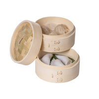 DÄMPFKORB Dampfkorb - Bambus - 2-stöckig - ø 15 cm - Braun, Holz (15cm) - Sareva