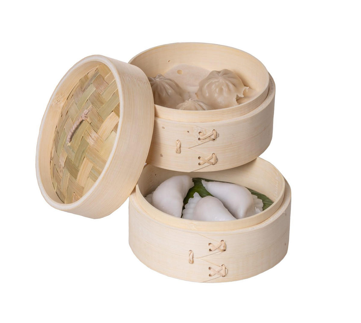 DÄMPFKORB Dampfkorb - Bambus - 2-stöckig - ø 15 cm - Braun, Holz (15cm) - Sareva