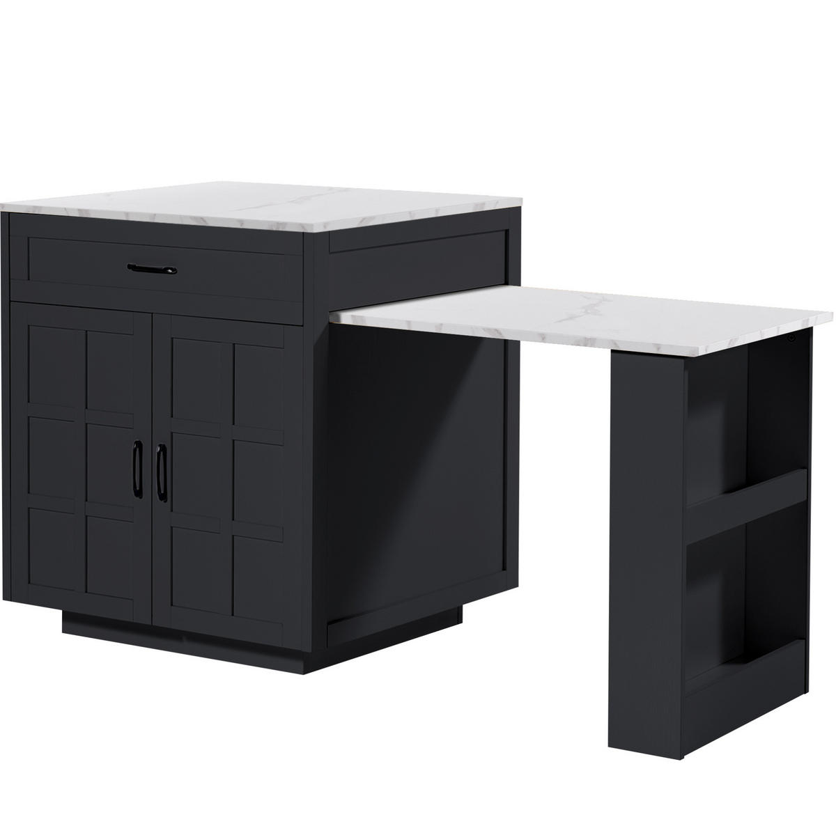 BARTISCH ausziehbar mit Stauraum 133-202 x 70 x 93,5 cm Schwarz - Schwarz, Holz (70/93.5/202cm) - Beauniv