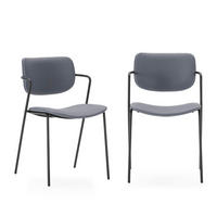STÜHLEN (Set aus 2) mit schwarzen metallbeinen - maika 49/55/48 cm - Dunkelgrau, Kunststoff (55/48/49cm) - Calicosy