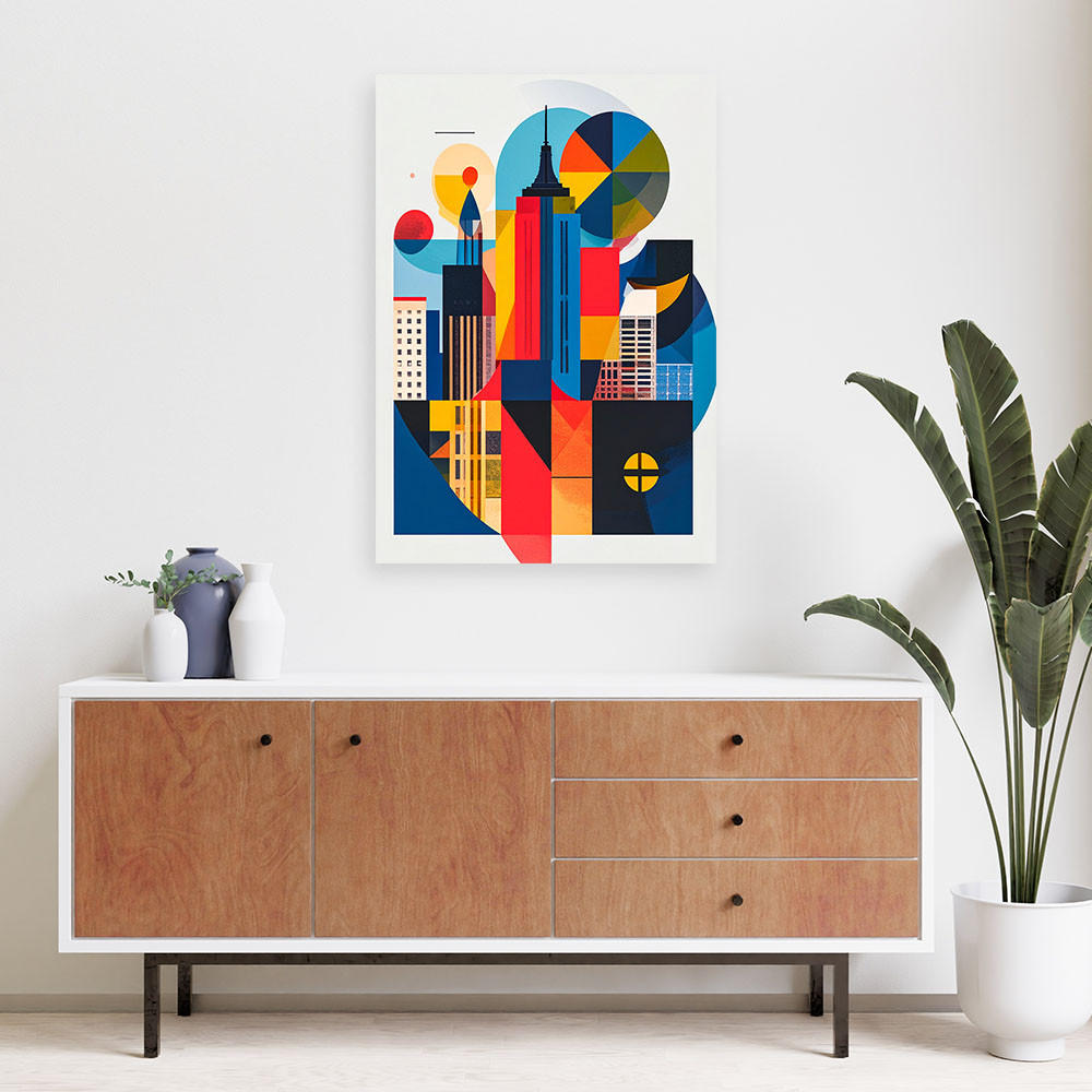 LEINWANDBILD New York Abstraktion im Bauhaus-Stil 70x100cm - Multicolor, Textil (70/100cm) - Feeby