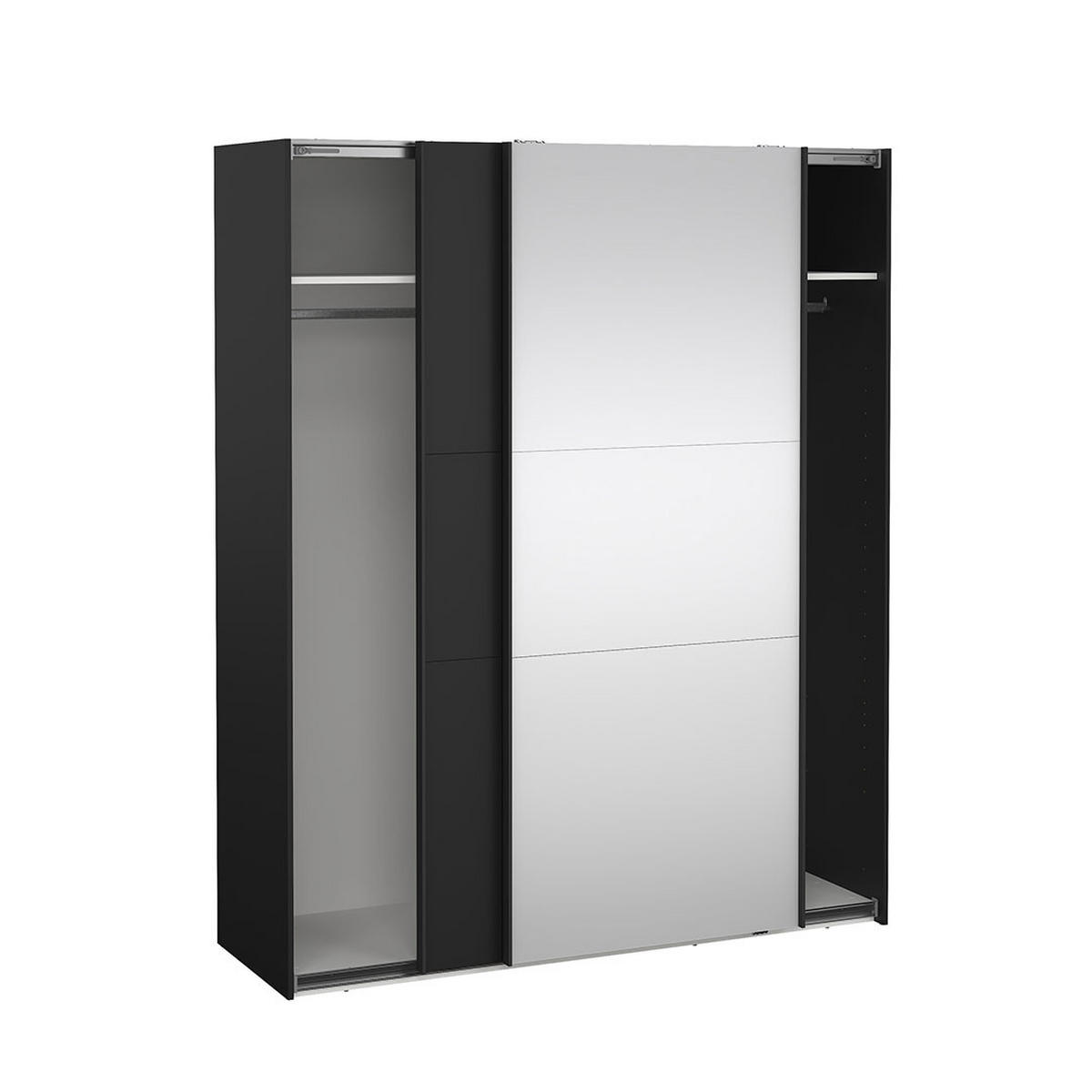 SCHIEBETÜRENSCHRANK, Como, Schwarz, Holzwerkstoff, 179 x 67 x 221 cm - Schwarz, Holzwerkstoff (179/221/67cm) - ebuy24
