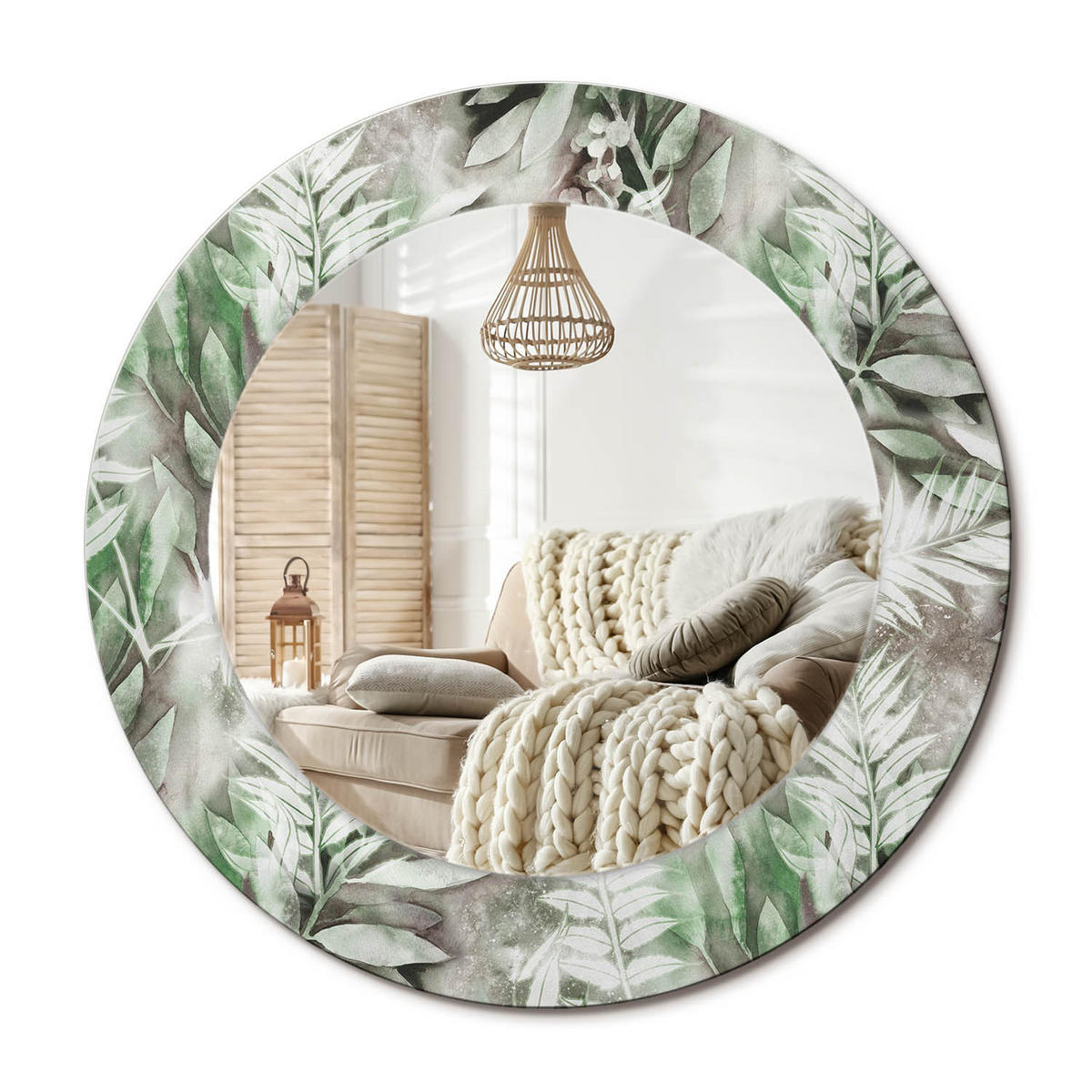 SPIEGEL Rund Ø 50 cm mit Aufdruck - Multicolor, Glas (50/50/0.4cm) - Wallfluent