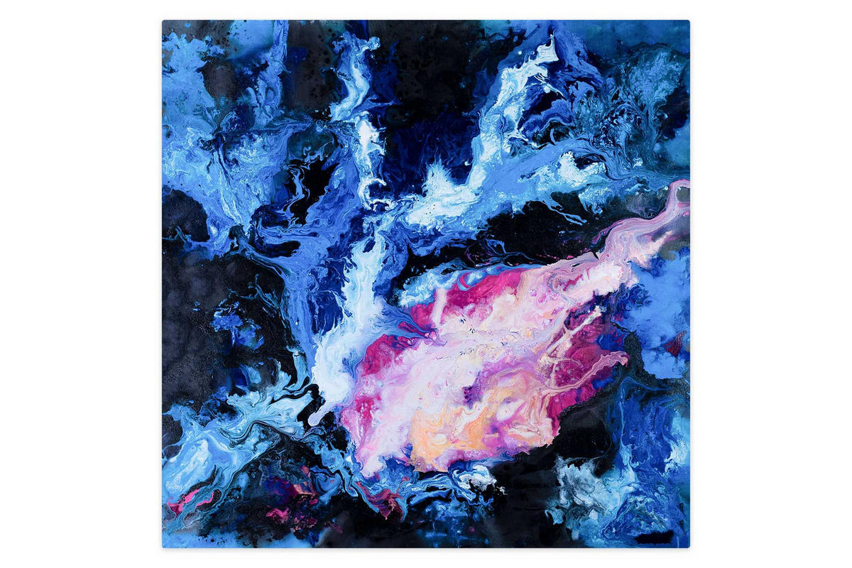 XXL ÖLGEMÄLDE Blau 150/150 cm - Blau/Pink, Textil (150/150cm) - KUNSTLOFT