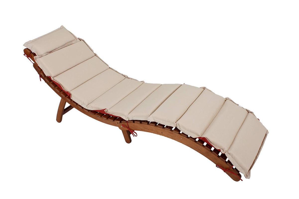 SONNENLIEGE Georg Faltbar mit Auflage Eukalyptus Gartenliege - Naturfarben, Holz (55/56/186cm) - DELUKE