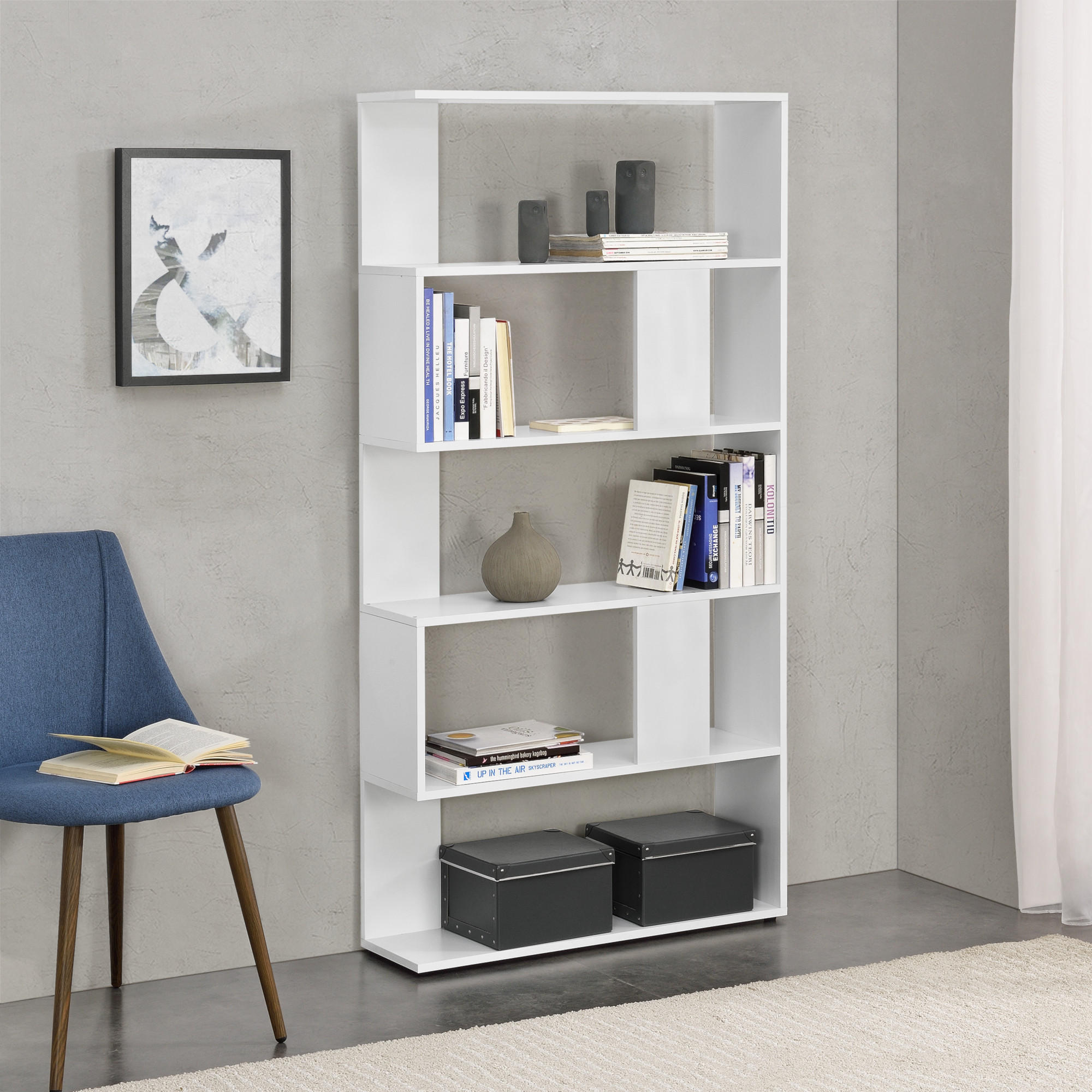 BÜCHERREGAL Aneby - Weiß, Holzwerkstoff (80/159/23.5cm) - [en.casa]