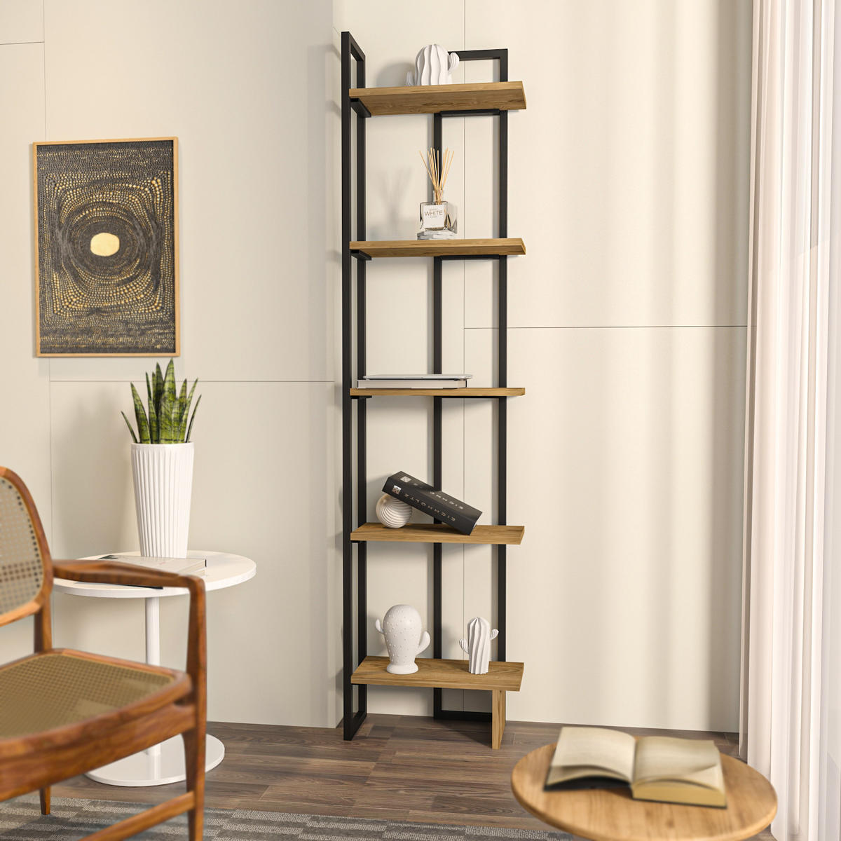 ECKREGAL Alice Schwarz Braun - Schwarz/Braun, Holzwerkstoff/Metall (45/180/22cm) - Decorotika