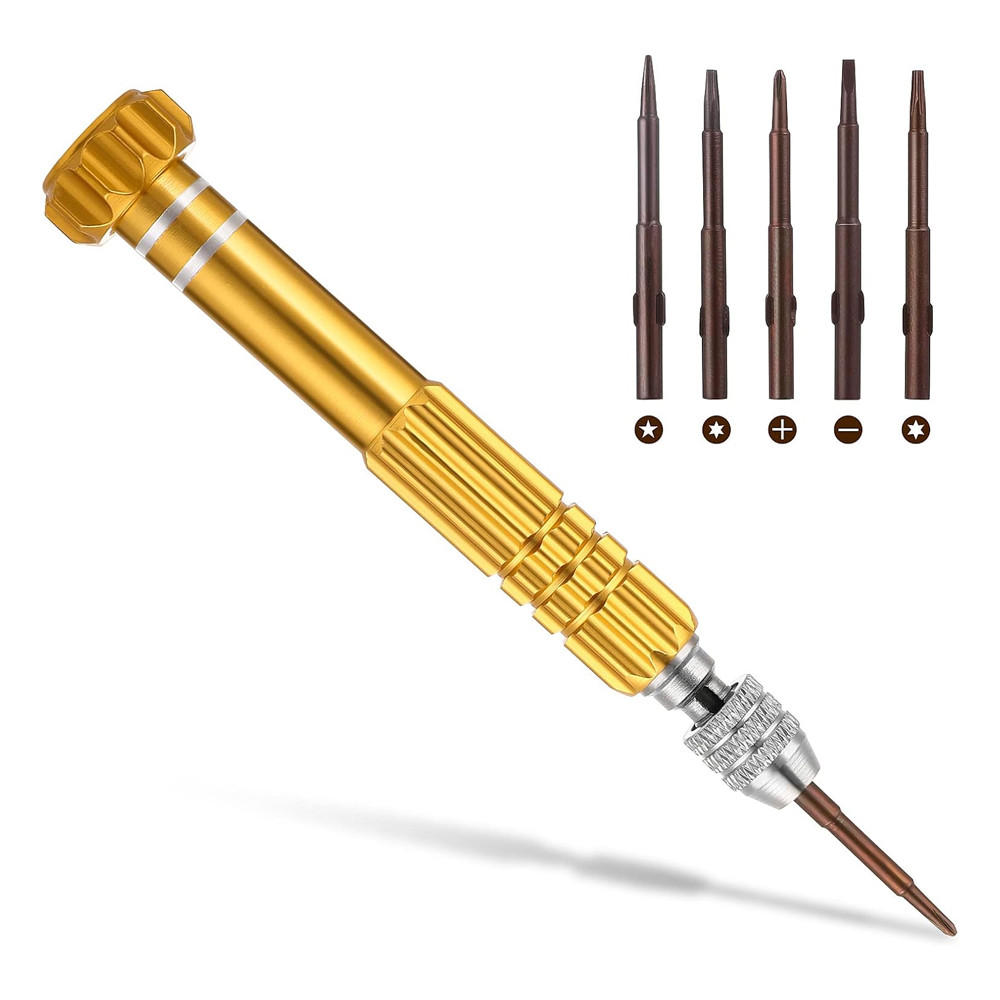 SCHRAUBENDREHER-SET-DIY,5-IN-1 Mini-Schraubendreher-Set - Gelb, Metall (2/2/12.5cm) - LIBRATON
