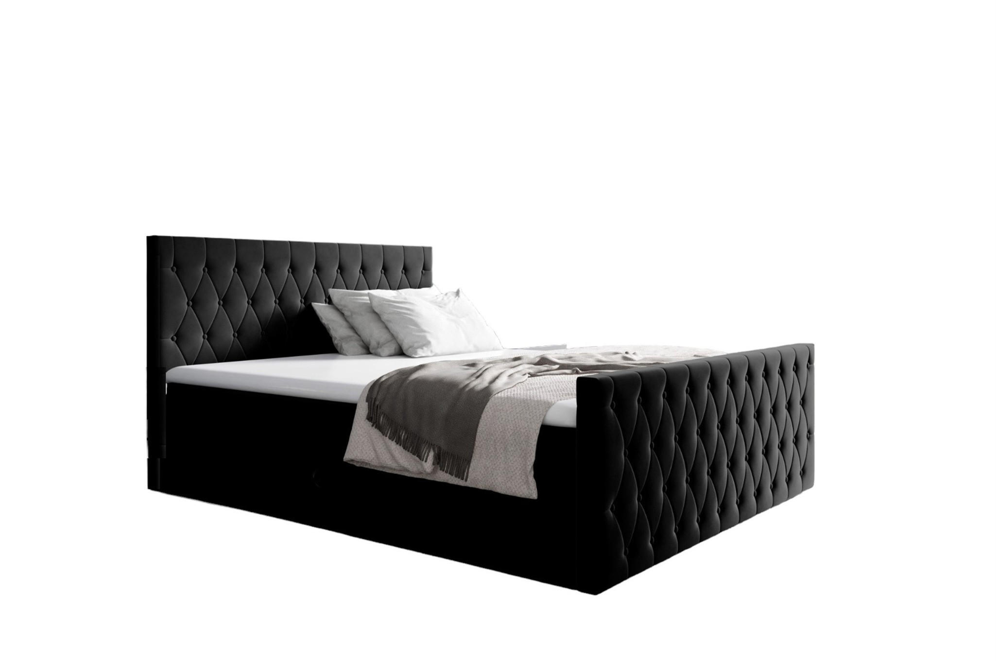 BOXBETT Asher In überlänge - Schwarz, Holzwerkstoff/Textil (140/220cm) - Fun Möbel