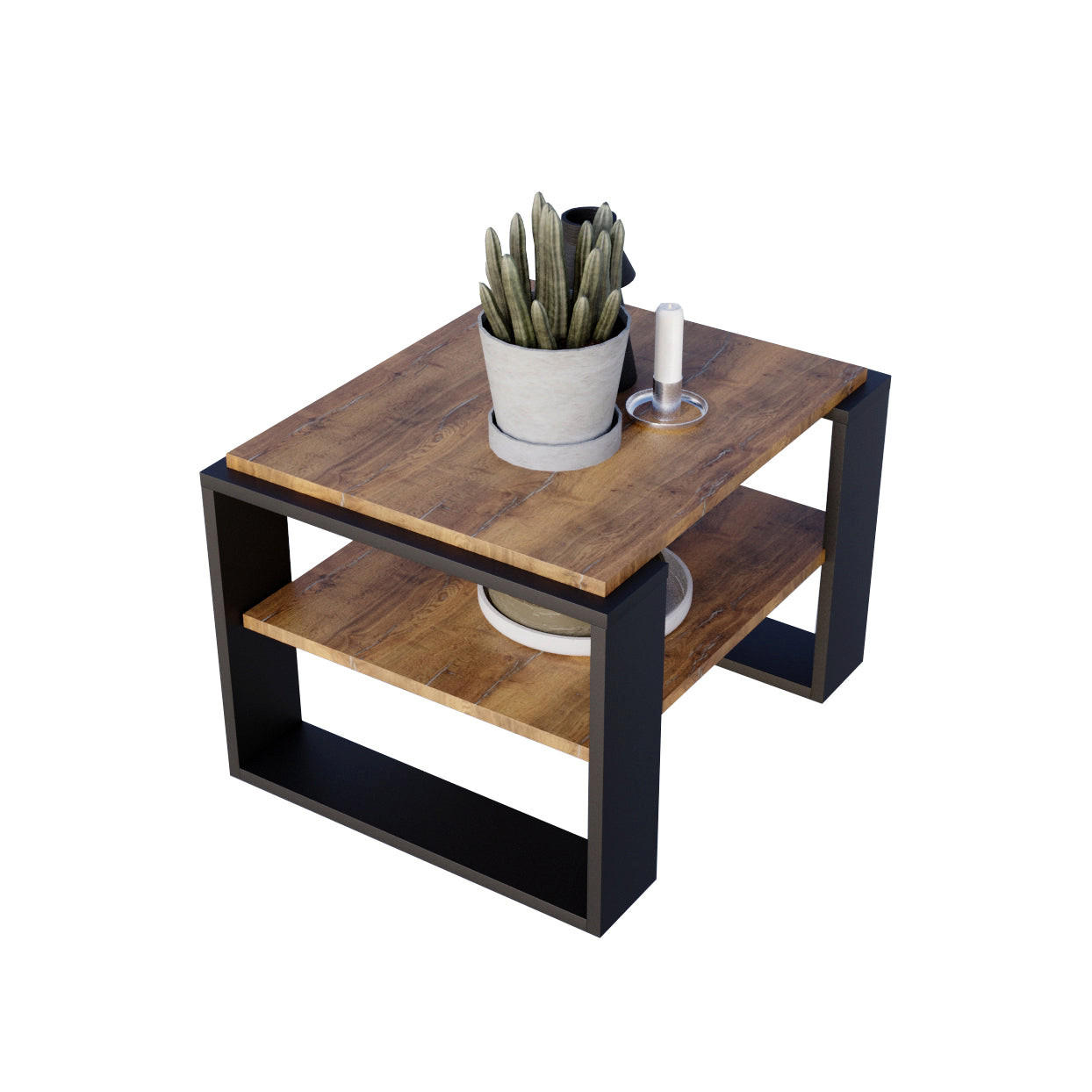 COUCHTISCH KAJA 61 - Alteiche/Schwarz, Holz (54/61/44cm) - Mat-Haus