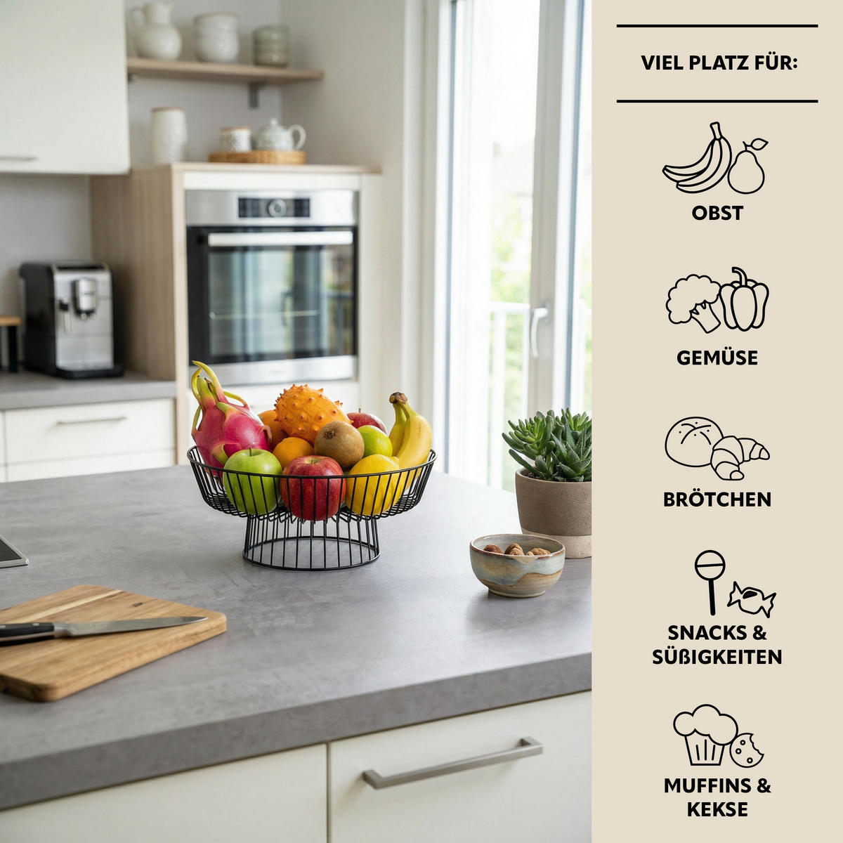 OBSTKORB, aus Metall, schwarz - Schwarz, Metall (28.5cm) - eluno