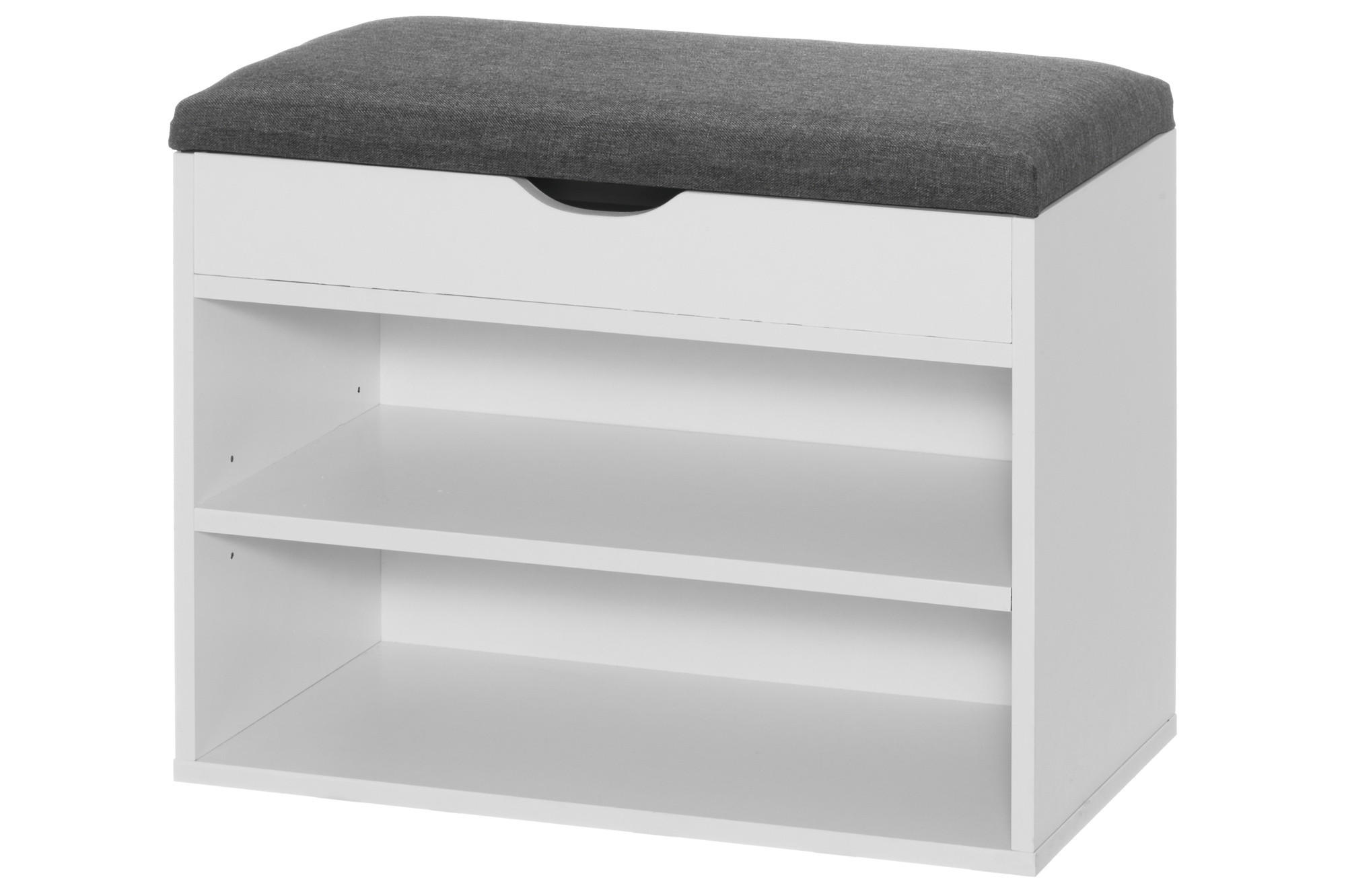 BANK mit Schuhablage 30/60/47 cm - Weiß, Holzwerkstoff (60/47/30cm)