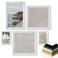 WANDBILDER 5er-Set - 50x50 cm & 20x30 cm & 40x60 cm Weißer Rahmen - Sommerlicher Sandstrand mit Meerblick - Weiß, Kunststoff (40/60cm) - ArtPrintCave