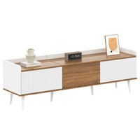LOWBOARD 160/39/49,5 cm aus MDF und Spanplatte mit 3 Türen Weiß/Natur - Weiß, Holzwerkstoff (160/49.5/39cm) - Modenvie
