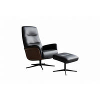 RELAXSESSEL SILVA Schwarz Leder Relaxfunktion - Schwarz, Leder/Metall (78/109/85cm) - KAWOLA