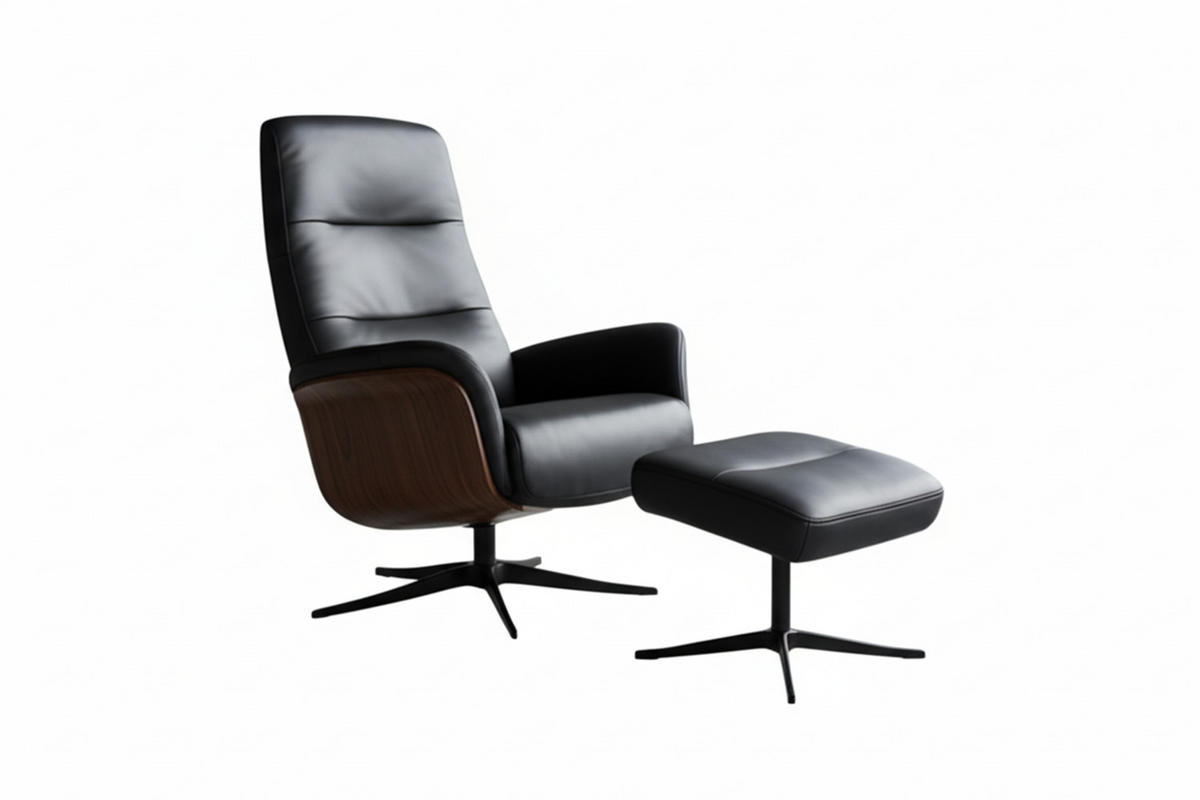 RELAXSESSEL SILVA Schwarz Leder Relaxfunktion - Schwarz, Leder/Metall (78/109/85cm) - KAWOLA